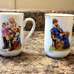 Vintage Norman Rockwell Museum Collector Coffee Tea Cups Mugs